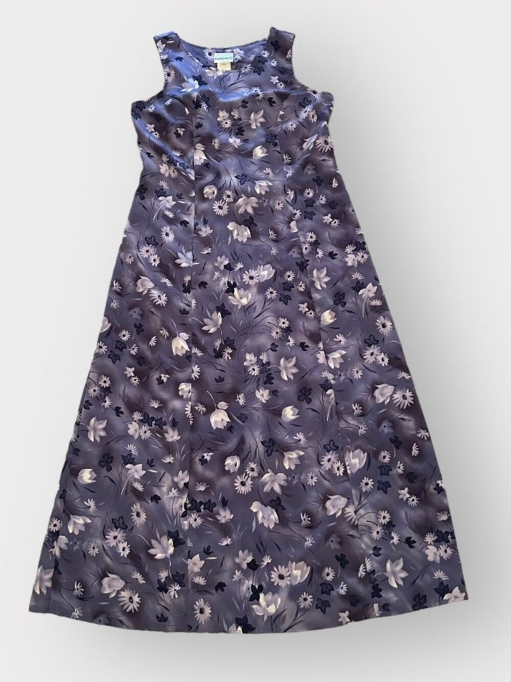 Vintage 90s Corset Whimsigoth Floral Periwinkle Maxi Dress by Fashion Bug